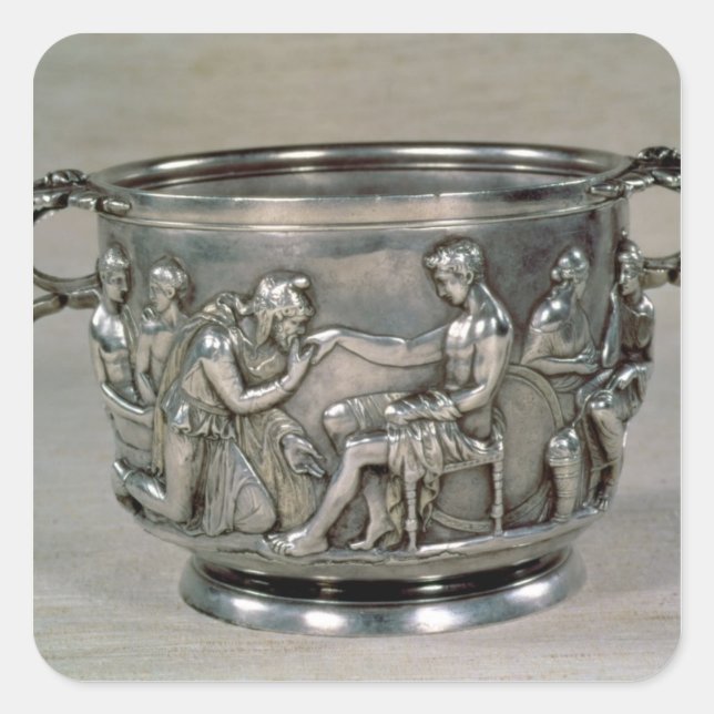 Römischer Silbervergoldeter Trinkbecher Quadratischer Aufkleber (Vorderseite)