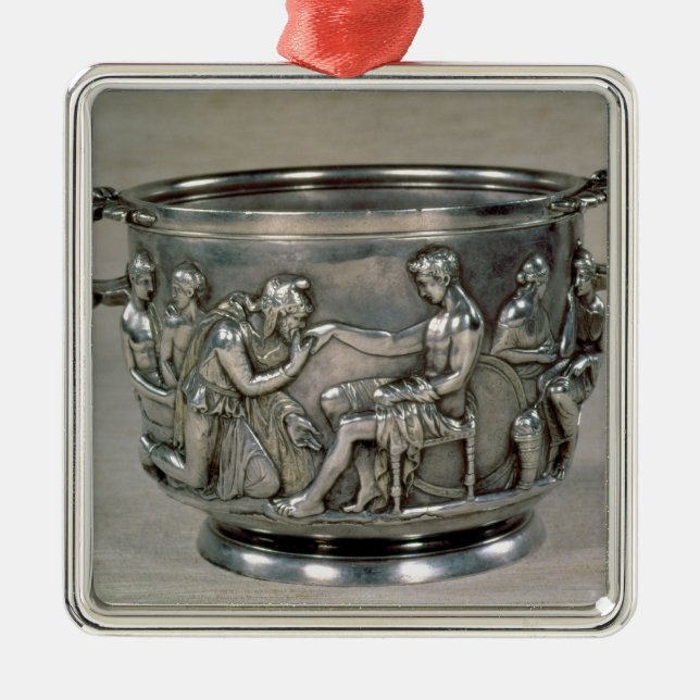Römischer Silbervergoldung Trinkbecher Silbernes Ornament (Vorne)