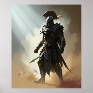 Römischer Spartaner Krieger, dunkle Rüstung Poster