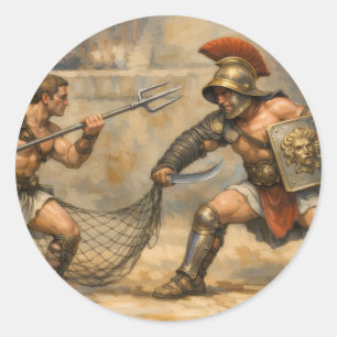 Römisches Gladiatorenduell Runder Aufkleber