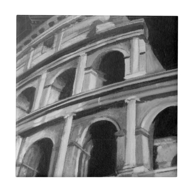 Römisches Kolosseum mit architektonischen Zeichnun Fliese (Vorderseite)