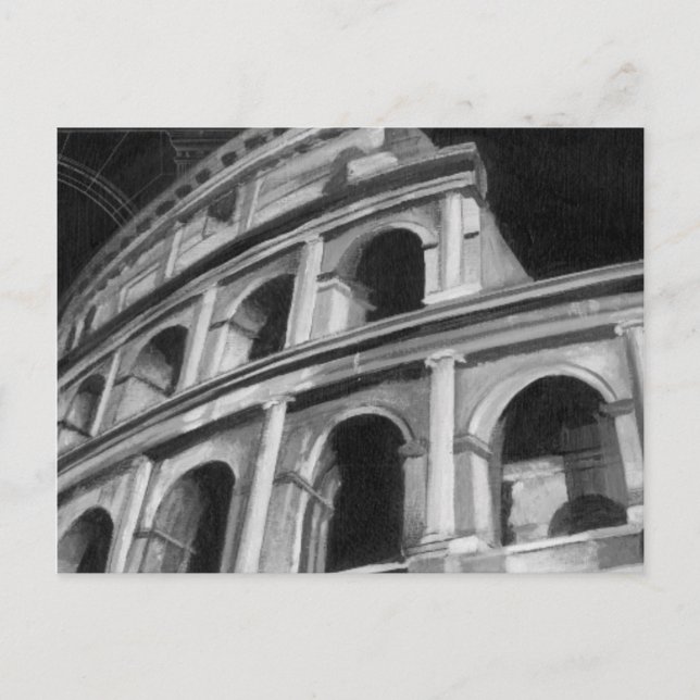 Römisches Kolosseum mit architektonischen Zeichnun Postkarte (Vorderseite)
