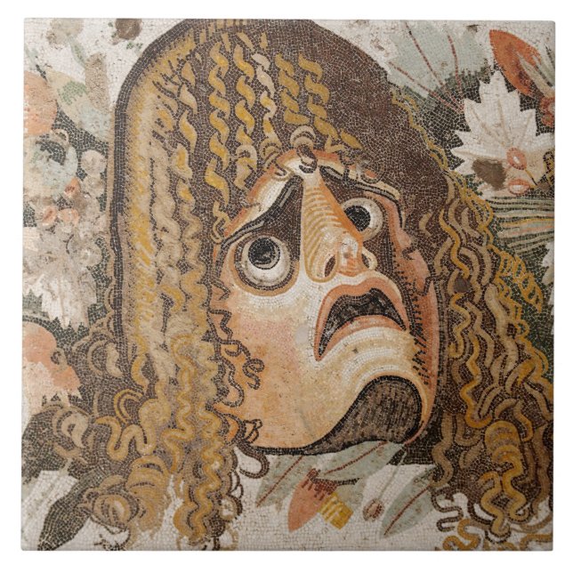 Römisches Mosaik, mit Maske, Blätter und Frucht Fliese (Vorderseite)