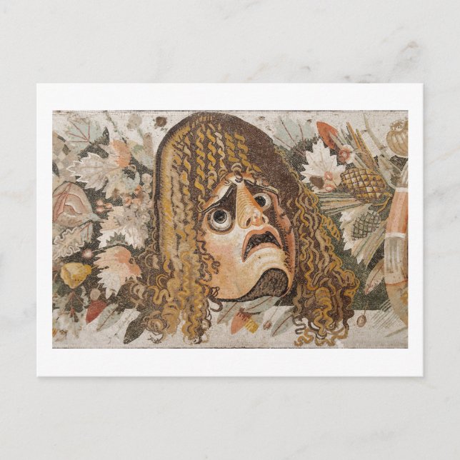 Römisches Mosaik, mit Maske, Blätter und Frucht Postkarte (Vorderseite)