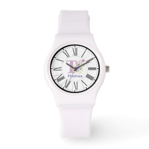 römisches Numeraldesign mit Initial- und Namensübe Armbanduhr