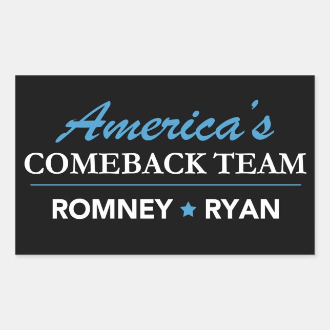 Romney Ryan America's Comeback Team Rectangle Rechteckiger Aufkleber (Vorderseite)