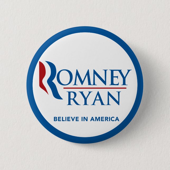 Romney Ryan glauben an runde blaue Grenze Amerikas Button (Vorderseite)