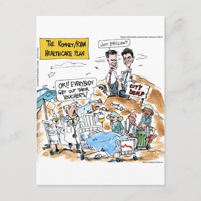 Romney/Ryan Health Care Funny Gifts & T-Shirts Postkarte (Vorderseite)