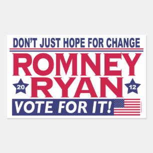 Romney Ryan Hope Change Rechteckiger Aufkleber