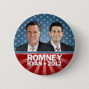 Romney Ryan - Jugate mit US Flagge Button