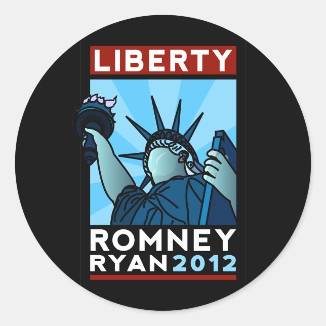 Romney Ryan Liberty Runder Aufkleber (Vorderseite)