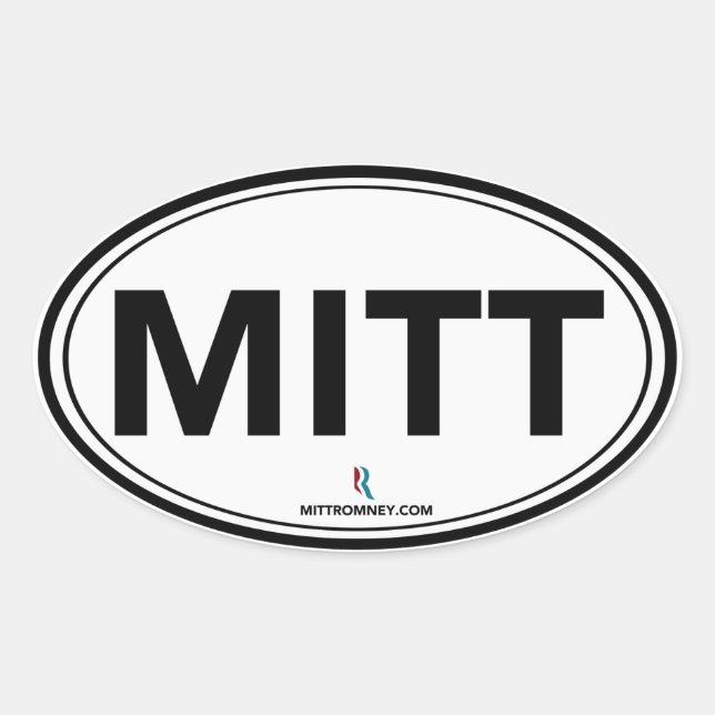 Romney Ryan Mitt Oval Sticker (weiß / schwarz) (Vorderseite)