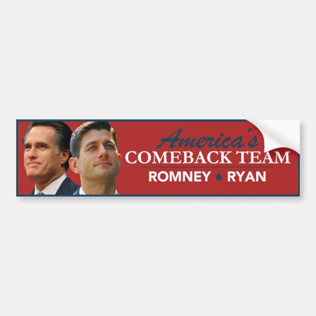 Romney Ryan Porträt-Amerikas Come-back-Team-Rot Autoaufkleber (Vorne)