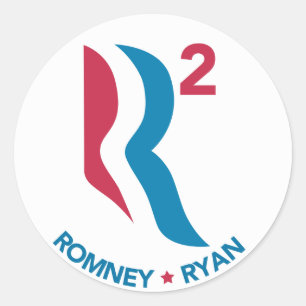 Romney Ryan R Squared Runder Aufkleber