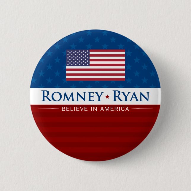 Romney u. Ryan glauben an Amerika Button (Vorderseite)