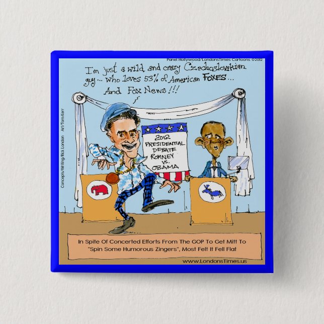 Romney versucht Zingers über Obama Funny Gifts & C Button (Vorderseite)