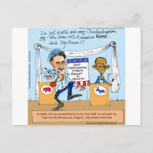 Romney versucht Zingers über Obama Funny Gifts & C Postkarte