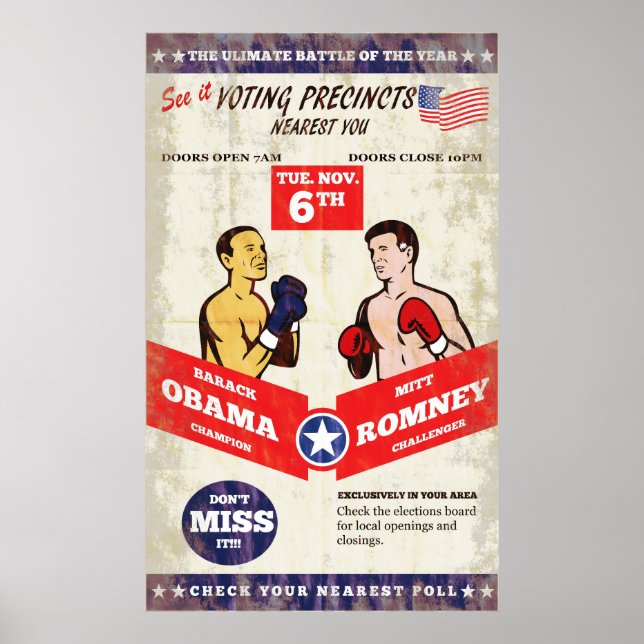 Romney Vs Obama American Elections 2012 Boxing Pos Poster (Vorne)
