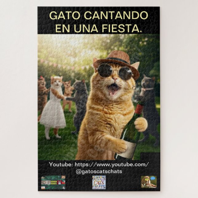 ROMPECABEZA DE GATO CANTANDO EN UNA FIESTA PUZZLE (Vertikal)
