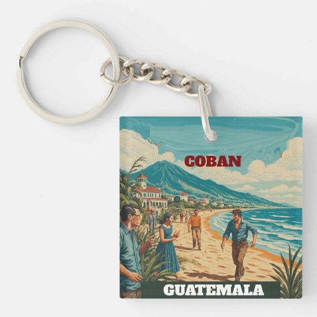 Rompecabezas  GUATEMALA COBAN Retro poster Schlüsselanhänger (Vorderseite)