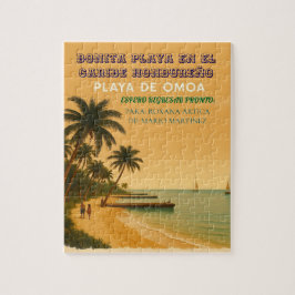 Rompecabezas Honduras Playa Omoa Retro poster Puzzle