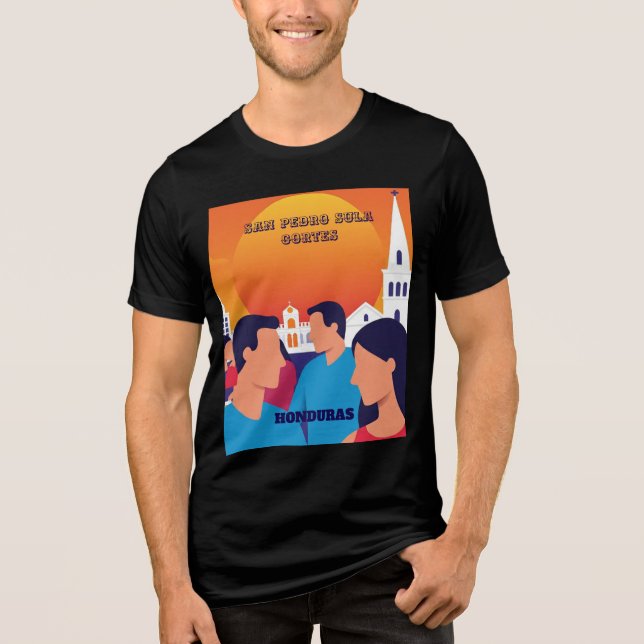Rompecabezas  Honduras San Pedro Sula Retro poster Tri-Blend Shirt (Vorderseite)