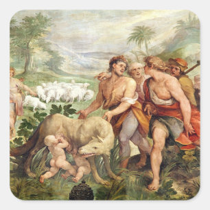 Romulus sauckgeführt vom Wolf Quadratischer Aufkleber