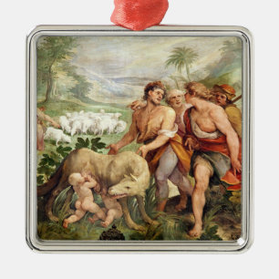 Romulus säugte durch den Siewolf Silbernes Ornament