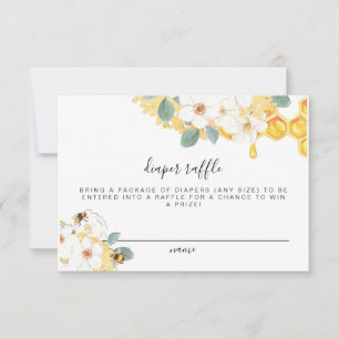 Romy - Floral Honey Bee Diaper Raffle Ticket Card Einladung