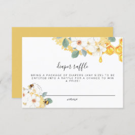 Romy - Floral Honey Bee Diaper Raffle Ticket Card Einladung