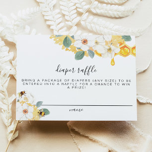 Romy - Floral Honey Bee Diaper Raffle Ticket Card Einladung