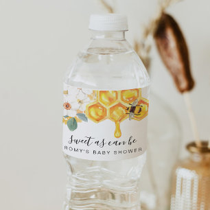 Romy - Rustic Floral Honey Bee Label Wasserflaschenetikett