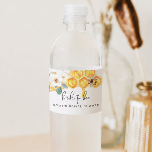 ROMY Rustic White Floral Honey Bee Brautparty Wasserflaschenetikett