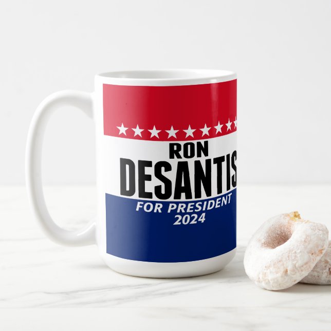 Ron Desantis 2024 Klassisches blaues Rot für Präsi Kaffeetasse (Mit Donut)
