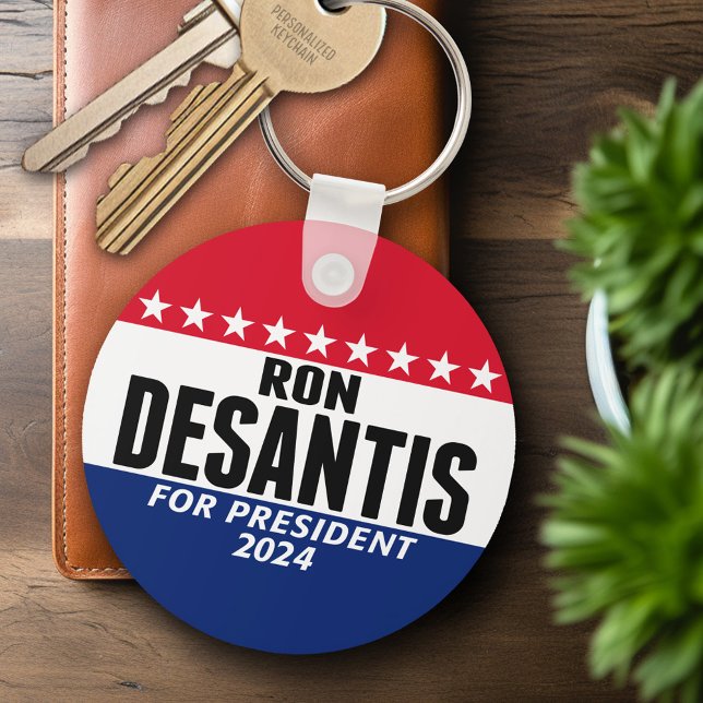 Ron Desantis 2024 Klassisches blaues Rot für Präsi Schlüsselanhänger (Personalized Keychain - Ron DeSantis)