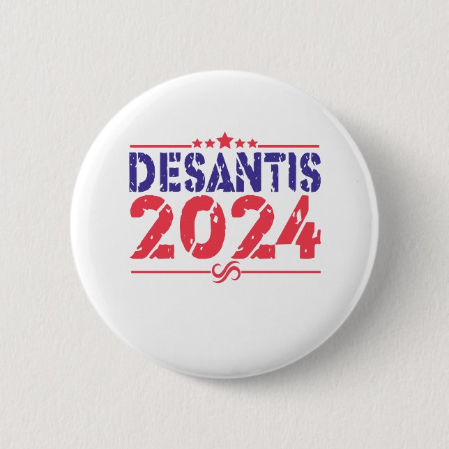 Ron DeSantis 2024 Präsident Wahlen Vintages Gesche Button (Vorderseite)