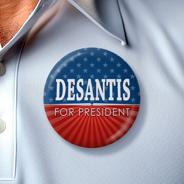 Ron DeSantis 2024 - US Flagge Design Button (DeSantis 2024 Button - Great Campaign and Rally button for the Next Election)