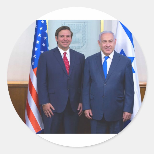 Ron DeSantis And Benjamin Netanyahu Runder Aufkleber (Vorderseite)
