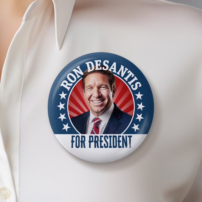 Ron DeSantis für Präsident 2024 - Foto für die Kam Button (DeSantis Campaign Button - Great Personalized Rally button for Your Next Election)