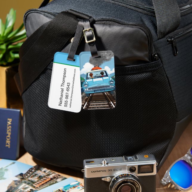 Ron & HARRY POTTER™ in Flying Car to HOGWARTS™ Gepäckanhänger (Vorderseite & Rückseite)