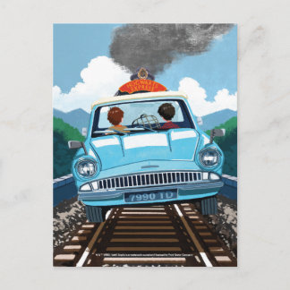 Ron & HARRY POTTER™ in Flying Car to HOGWARTS™ Postkarte