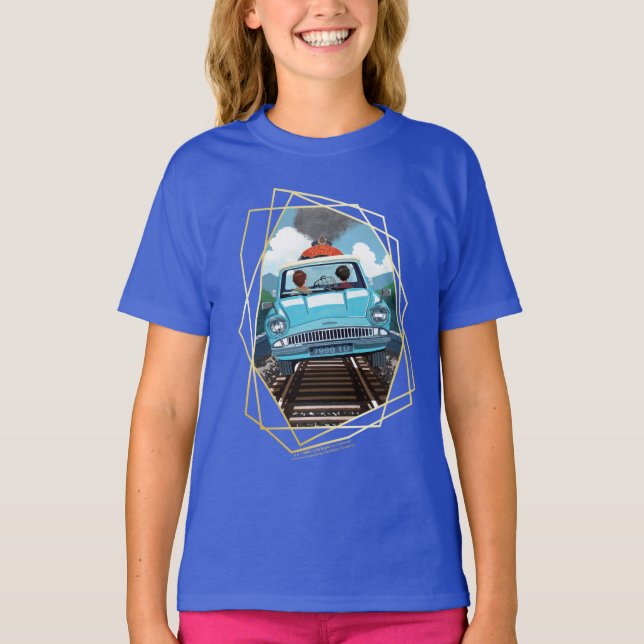 Ron & HARRY POTTER™ in Flying Car to HOGWARTS™ T-Shirt (Vorderseite)