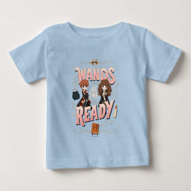 Ron & Hermione Wands auf der Fertigstellung Baby T-shirt (Vorderseite)
