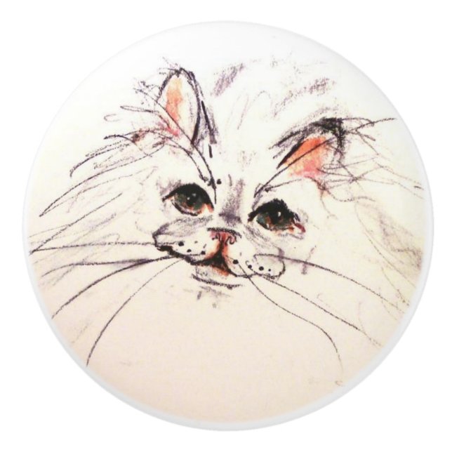 Ron Hevener Cat Keramikknauf (Vorderseite)