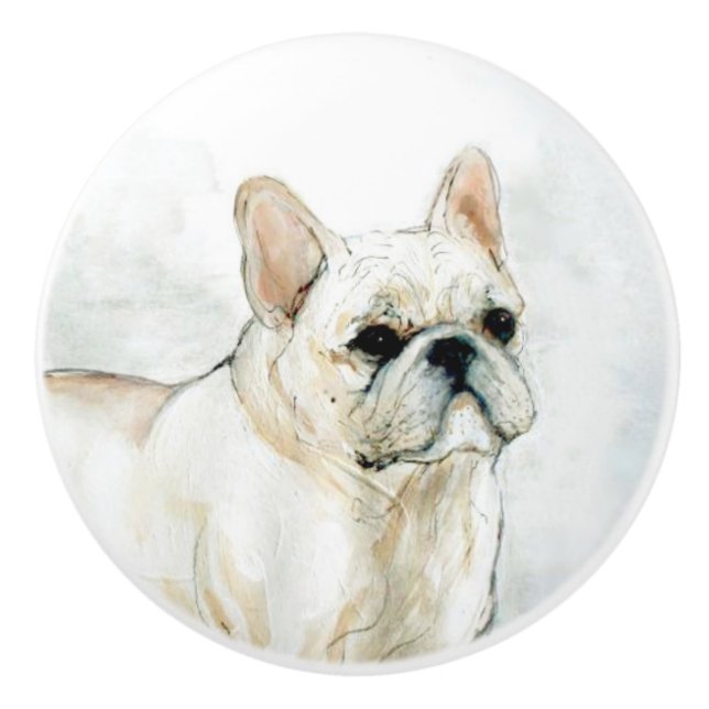 Ron Hevener French Bulldog Keramikknauf (Vorderseite)