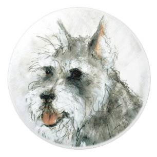 Ron Hevener Schnauzer Dog Keramikknauf