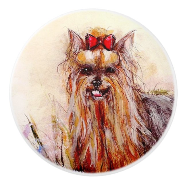 Ron Hevener Yorkshire Terrier Dog Keramikknauf (Vorderseite)