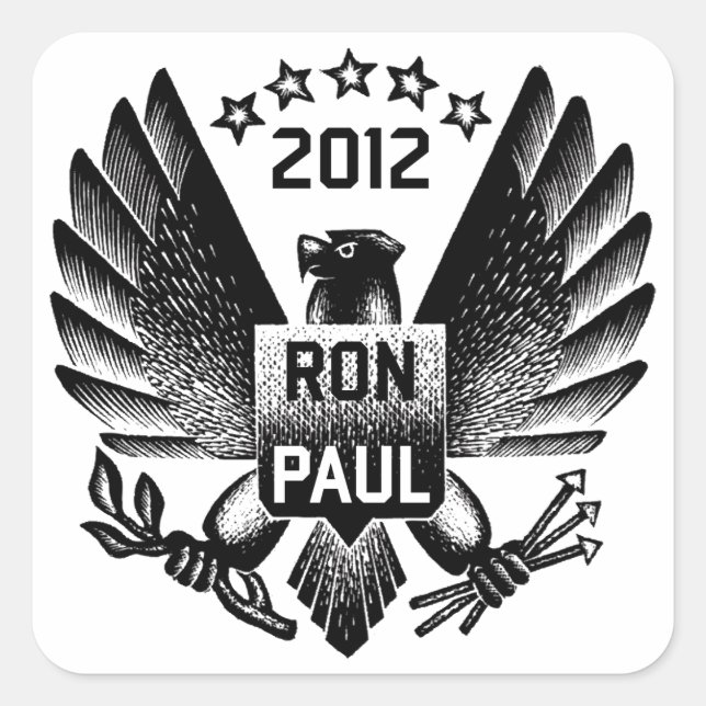 Ron Paul 2012 Black Eagle Quadratischer Aufkleber (Vorderseite)