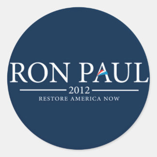 RON PAUL 2012 WIEDERHERSTELLUNG VON AMERIKA JETZT  RUNDER AUFKLEBER