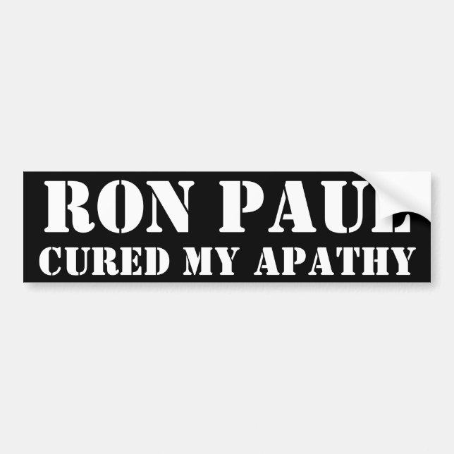 RON PAUL CURED MEY APATHY AUTOAUFKLEBER (Vorne)